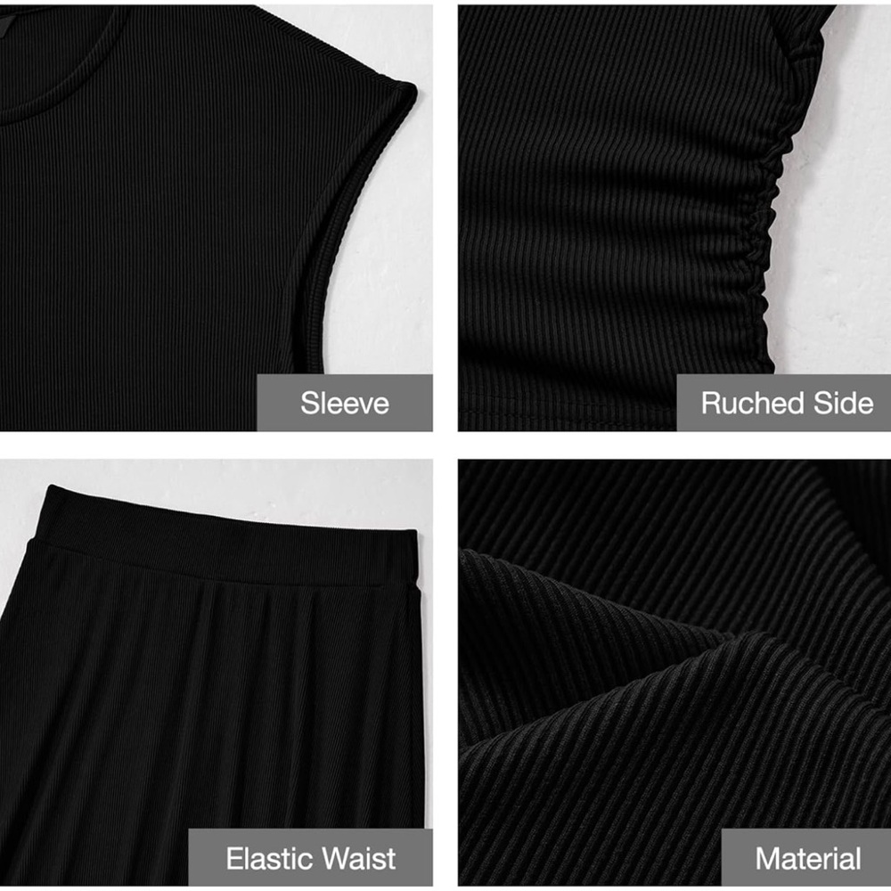 Women’s Two Piece Skirt Set Black - Picture 3 of 16